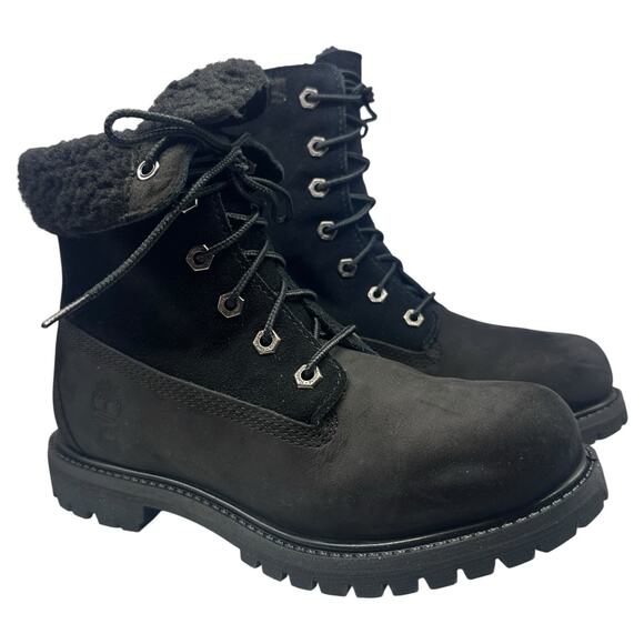 Timberland Women's Teddy Fleece Lined Fold Down Boots 6.5 Waterproof Lug Sole - Picture 2 of 9